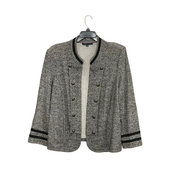 Tommy Hilfiger Jackets & Blazers - Tommy Hilfiger Women's Marled Military Band Jacket Grey Open Front Size 2X Plus